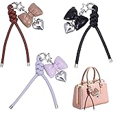 NICENEEDED 3 PCS Bow Leather Keychain, Small Elegant Bow Keychain Decoration, Pink Brown Black Purse Charms, Universal Accessory for Car Purse Handbag