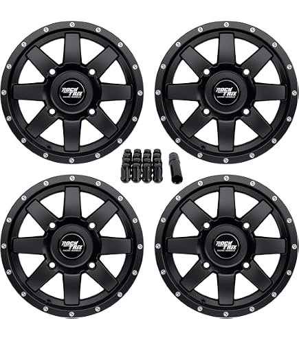 Four (4) RockTrix RT104 ATV/UTV Wheels – 14x7, 4x137 Bolt Pattern, 110mm Bore, Matte Black