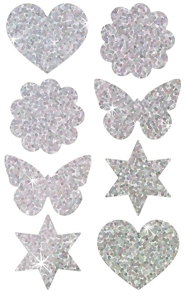 AVERY Zweckform 59390 Z-Design (Reflektierende Etiketten, Herz, Stern, Blume, Schmetterling, 8 Aufkleber)
