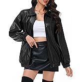 Simlakey Women Oversized Leather Jacket Faux Motorcycle Coat Zip up Long Sleeve Jacket Stylish Clothes 2025