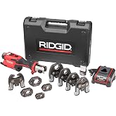 RIDGID 78208 RP 251 Compact Press Tool Battery Kit with ProPress Rings and Jaws (1/2" to 1-1/4") and C1 Actuator, In-Line Pressing Tool for Copper, Stainless Steel, PEX, and Carbon Steel