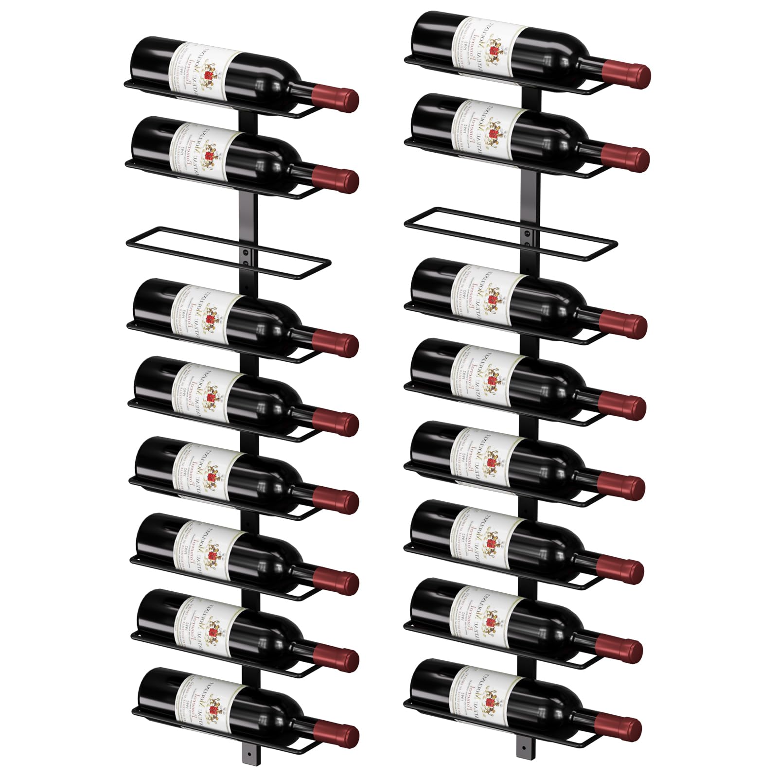 TJ.MOREE Wine Rack Wall Mounted, Wall Wine Rack for 18 Wine Bottles Wood Wine Racks for Wall, Wine Holder Wall Mounted Wine Bottle Racks for Kitchen,Dining Room,Bar