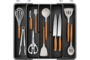 Kitsure Expandable Cutlery Organizer – Large Cutlery Tray Drawer Organizer with 5 Compartments, Perfect for Kitchen, Home & A