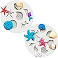 2 Pcs Ocean Polymer Clay Molds for Jewelry Making, Starfish Shell Conch Mermaid Polymer Clay Molds for Earrings Decoration