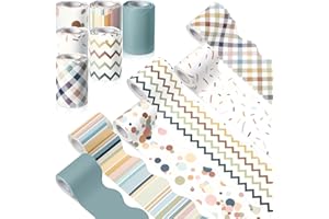 Tenceur 6 Rolls 160 ft Classroom Borders for Bulletin Board, Bulletin Board Decoration Colorful Scalloped Bulletin Board Trim for Back to School Classroom Office Decor(Modern Boho Style)