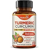 Vitalize Life Organic Turmeric Curcumin Supplement – 1200mg with BioPerine Black Pepper – High Potency Formula for Joint Health & Healthy Inflammation Support – Non-GMO & Vegan – 60 Capsules