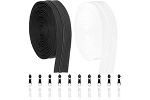 Amtvuzy 10 Yards 360 In Bulk Zippers for Sewing,#3 Nylon Coil Zippers by The Yard,20PCS Replacement Zipper Sliders for DIY Se