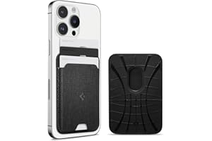 Spigen Magnetic Wallet Card Holder (MagFit) Designed for MagSafe Compatible with iPhone 16, iPhone 15, iPhone 14, iPhone 13, iPhone 12 Models - Fabric Black (3-Cards)