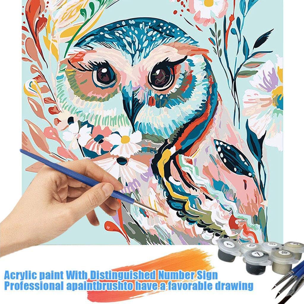 DIY Painting by Numbers Kit,Canvas DIY Oil Painting, Paint by Numbers Kits for Adults - Bird Picture Animal Painting