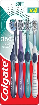 Colgate 360 Deep Clean Soft Toothbrush 4 Pack - Bacteria Removal