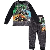 Monster Jam Trucks Pullover Pajama Shirt & Pajama Pants Sleep Set Toddler to Little Kid Grave Digger El Toro Loco Megalodon