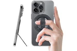 EWA MagOne 3rd Gen [Compatible with MagSafe] Phone Grip Stand with Finger Strap, Removable Magnetic Ring Holder Kickstand Loop for iPhone 16,15, 14, 13, 12 Series-(Black)