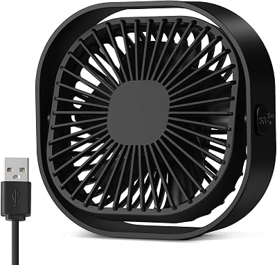 benpen Mini Bedside USB Fan 3 Speeds 360° Rotatable Silent Desk Cooler