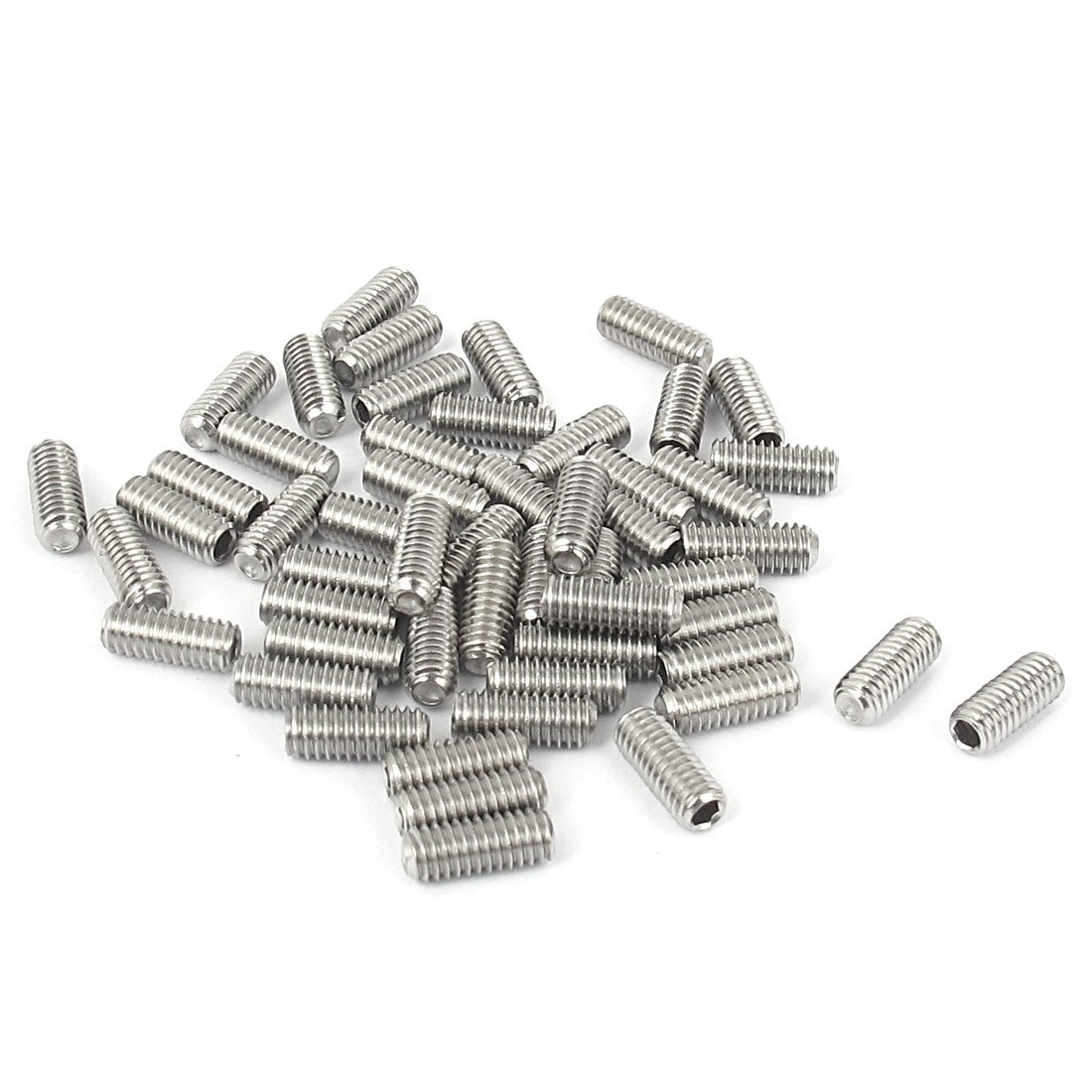 Sourcingmap M4x10mm Metric 304 Stainless Steel Hex Socket Set Cup Point Grub Screws Silver Tone for Towel Rack Door Knob 50pcs