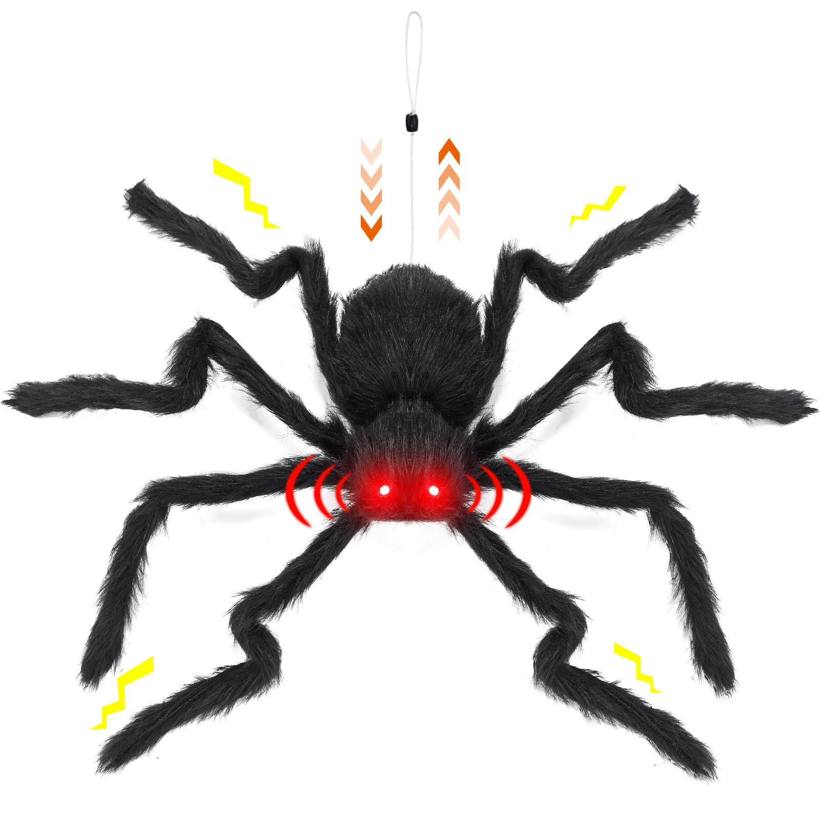 Photo 1 of Soulchen 24 Inch Halloween Giant Spider Electronic with Red LED Eyes Motion Activated Drop Down Sound Sensor Scary Hissing Sound Bendable Legs Lifelike Spider Indoor Outdoor Decor for House Yard