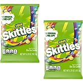 Skittle Sours Candy - Pack of 2 - Sour Outside and Sweet Inside - Bite Size Candy - Perfect for Sharing - Strawberry, Grape, Orange, Lemon, and Lime