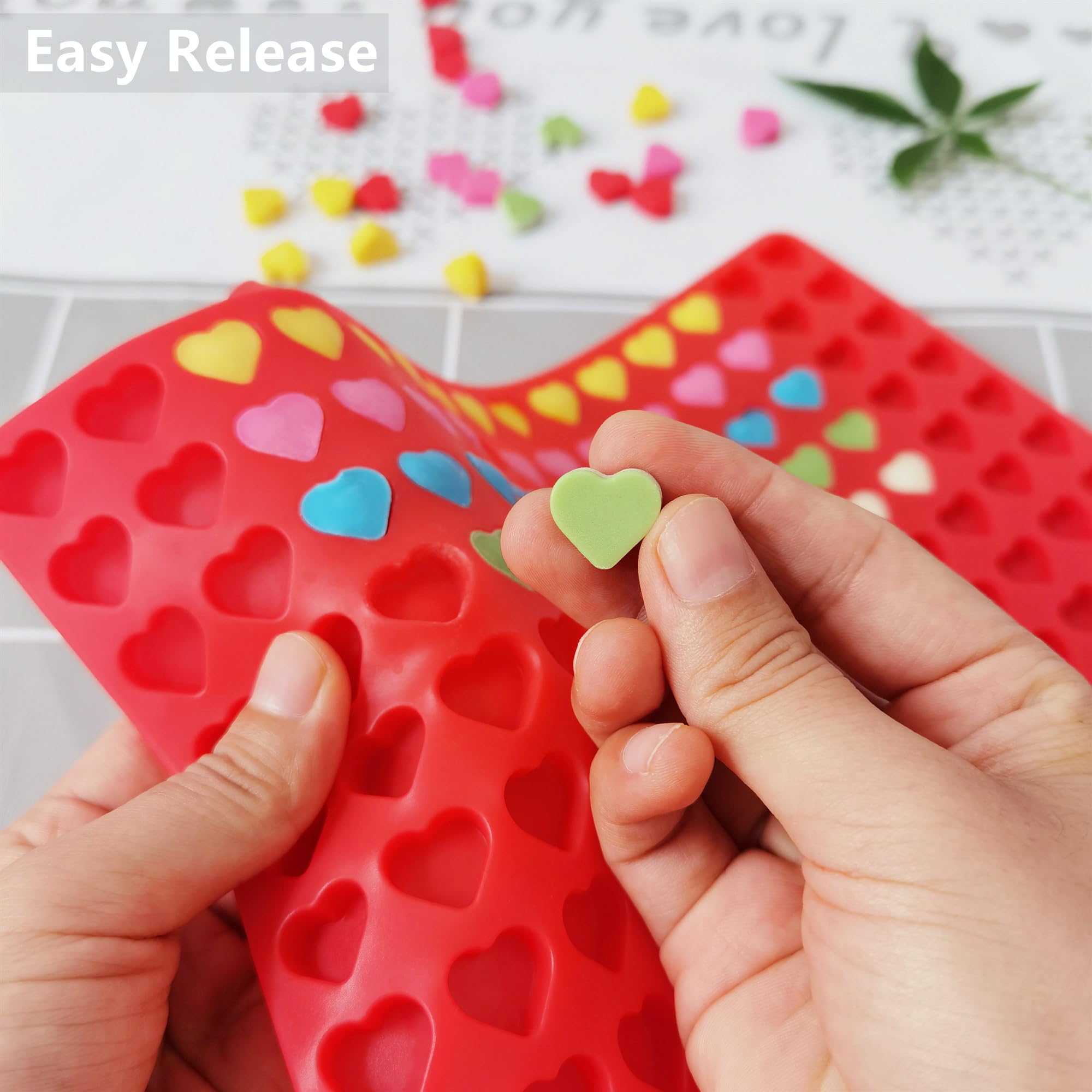 Mini Heart Silicone Molds for Chocolate, Hard Candy, Cream Cheese Mint Molds with Scraper (small heart)