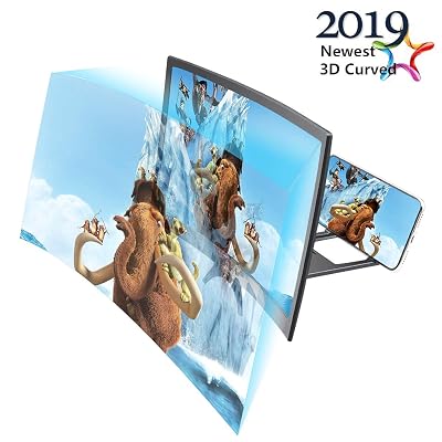 Curve Screen Magnifier 12'', 3D HD Screen Enlarger Video Movie Amplifier Holder Stand for iPhone Xs/XR/X/8/8 Plus/7/7 Plus/6S, Galaxy S9+/S9/S8/S7, All Smart Phones【2019 Upgraded