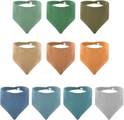 Lanjue Baby Bibs 10 Pack Bandana Dribble Bibs Cotton Soft Absorbent 0-36 Months