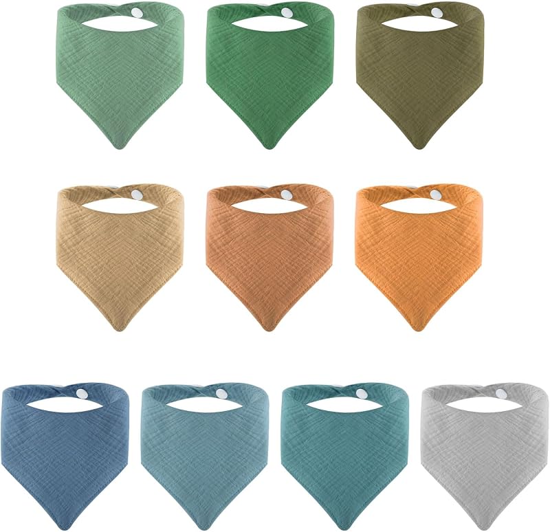 Lanjue Baby Bibs 10 Pack Bandana Dribble Bibs Cotton Soft Absorbent 0-36 Months