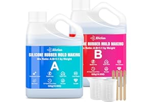 JDiction Silicone Mold Making Kit, 2.32lb(37oz) Super Elastic Liquid Silicone Rubber Fast Cure Soft Mold Making for Casting Resin, Candle, Soap Molds