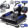 VEVOR Upgraded Heat Press Machine - 8 in 1 Heat Press 15x15, 360° Swing Away Heat Press for Sublimation, DIY T-Shirts/Hats/Mugs/Heat Transfer Projects - T Shirt Press Machine, Black&Blue