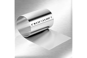 MTJSWXSY Stainless Steel Shim Stock, 304 Stainless Steel Foil Plate Thin Metal Sheet Strip Shim Roll for Crafts, Electronic Equipment, Full Hard Temper, 50" Long x 6" Wide x 0.008" Thick
