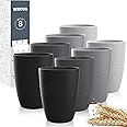 Wheat Straw Cups 8 PCS Good Alternative to Plastic Reusable Cups 12 oz Unbreakable Drinking Cup Reusable Dishwasher Safe Water Plastic Glasses with 4 Colors