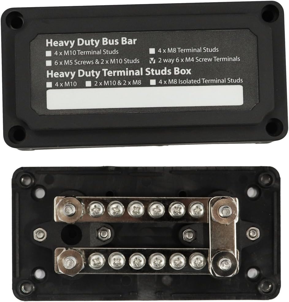 T Tocas 100A BusBar Box - Heavy-Duty Module Design Power Distribution Block with 12 screws and 4 x M6 Terminal Studs - Image 4