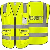 Uno Mejor Security Vest for Men Women Security Guard Reflective Safety Vest with 9 Pockets, Hi Vis Work Vest with Reflective Strips, Meets ANSI, UG100S-Yellow Medium
