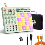 Synido Wireless MIDI Pad Controller, USB Rechargeable Beat Maker Machine for Music Production Professional with 16 RGB Beat Pad, OLED Screen, 16 Step Sequencer, MIDI In/Out/Thru