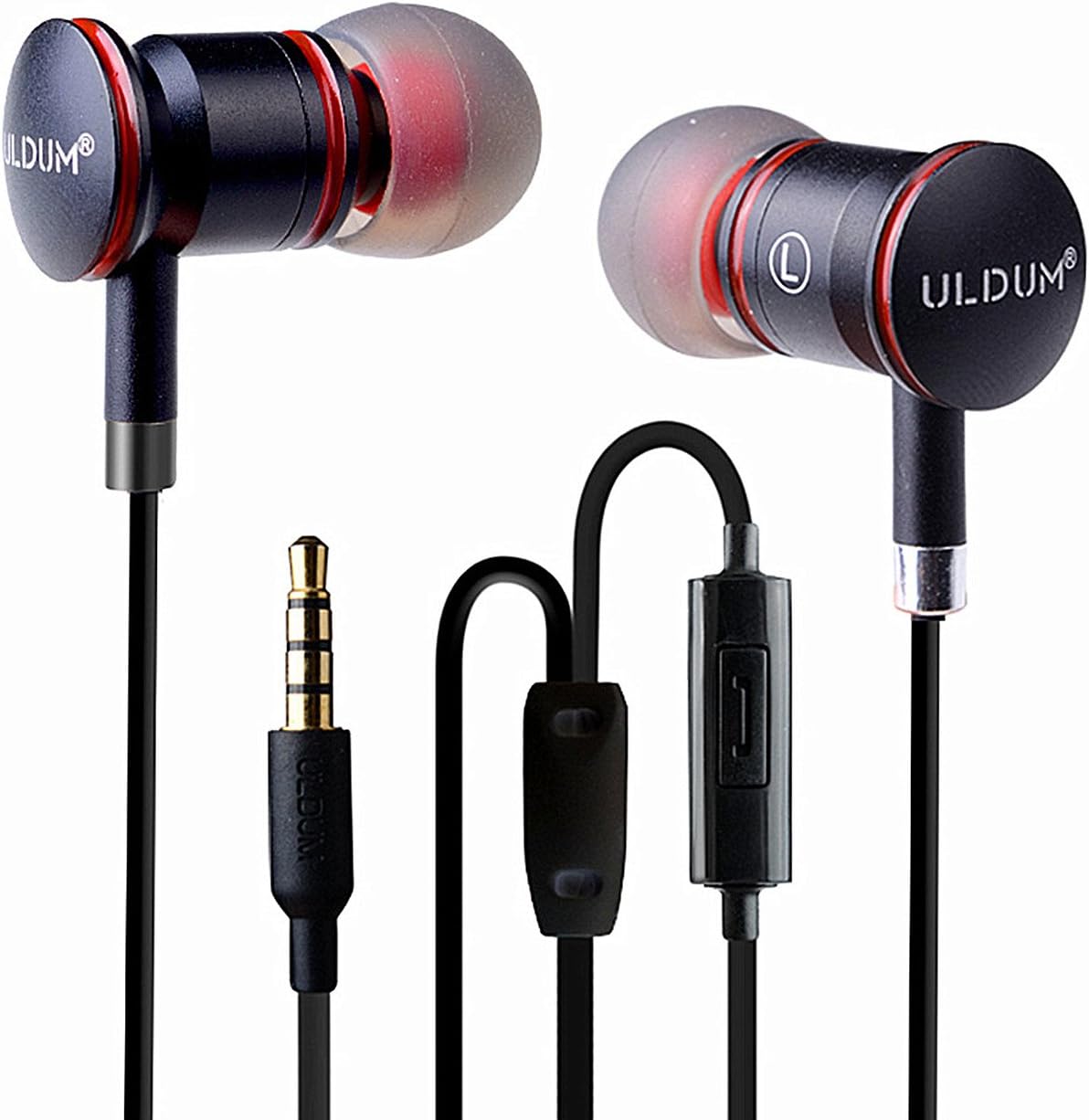 ULDUM Wired Earbuds, Stereo Noise Cancelling Bass Sweatproof in-Ear Isolating Earbuds Earphones with Mic for Enable Bluetooth Players - Jet