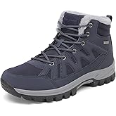 FLARUT Mens Snow Boots Insulated Fur Liner Winter Warm Hiking Shoes Walking Sneaker