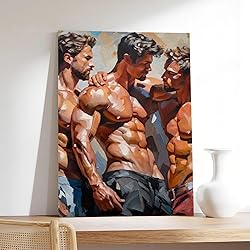 HMLZSJ Nude Muscle Male Torso Portrait Art Gay