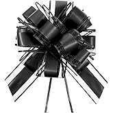 6 PCS Pull Bows for Gift Wrapping 6 Inch Large Gift Bow Black Wedding Ribbon Bow for Christmas Wedding Baskets Valentine's Day Gifts Decoration