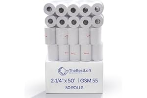 TheBestLoft Printitives 2 1/4" x 50' Thermal Paper Rolls, 50-Pack for Square & Credit Card Terminals,Thermal Printer Paper, Perfect Thermal Receipt Paper VeriFone Vx520 Ingenico iCT220 Pax & More
