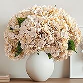 Bailikang 10PCS Fake Hydrangea Artificial Flowers Hydrangea Bouquet for Home Wedding Bridal Bouquet Office Party Table Centerpiece DIY Floral Decor (Autumn White)