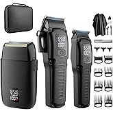 Zesuti Professional Barber Hair Clippers Trimmer Shaver Set for Men,Cordless Hair Cutting Kit & Zero Gap T-Blade Trimmer & 8500 RPM Electric Shaver Combo with EVA Case,Mens Gift
