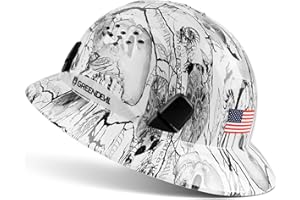 GREEN DEVIL Full Brim Hard Hat Vented Construction Safety Helmet OSHA Approved Cascos De Construccion ABS Work Hardhat for Men&Women 6 Point Adjustable Ratchet Suspension Custom Pattern Design