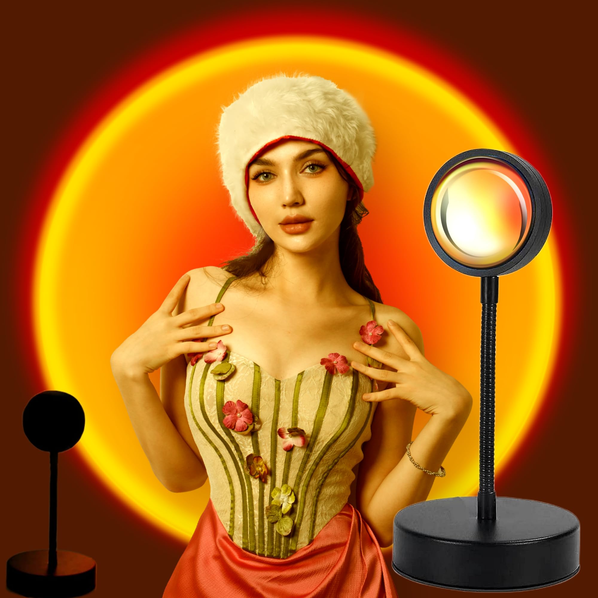 QUIGO Sunset Lamp Night Light Projector LED Room Decor Bedroom Sunlight Sun Table Desk Lamp Women Gift