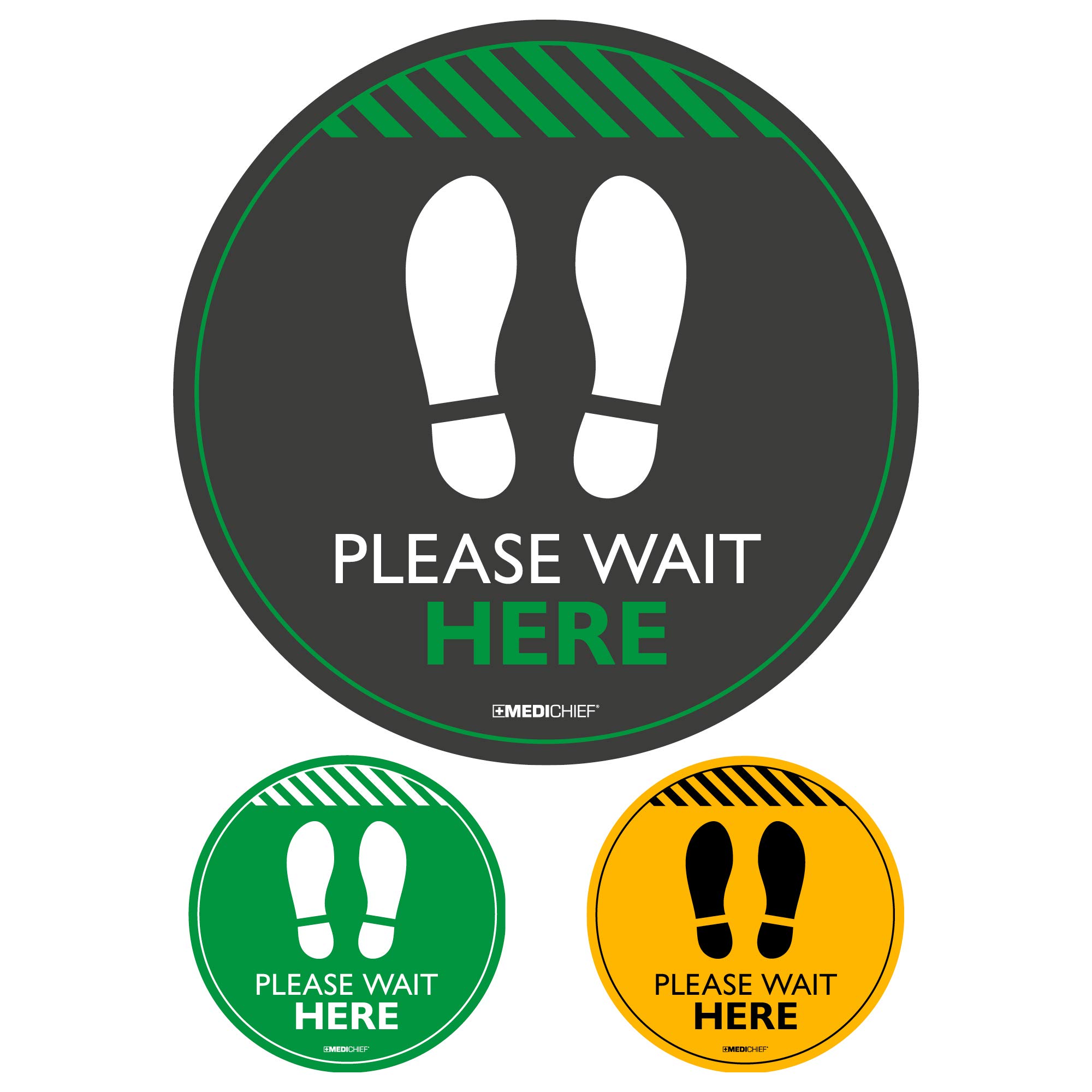 Medichief PLEASE WAIT HERE' Self Adhesive Floor Stickers black
