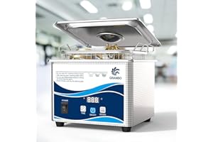 Granbo Ultrasonic Machine 1.3L Jewelry Cleaning Ultrasonic Machine 40kHz with Digital Timer and Degassing,110V Digital Ultrasonic Parts Cleaner for Denture Dental Oral Irrigator Parts Glasses