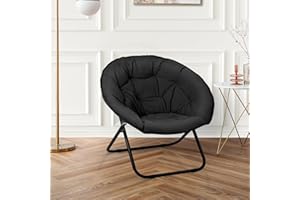 GREZJXC Round Foldable Moon Saucer Chair with High Weight Capacity Cozy Chair for Relaxing, Gaming, or as an Extra Seat for Guests Black