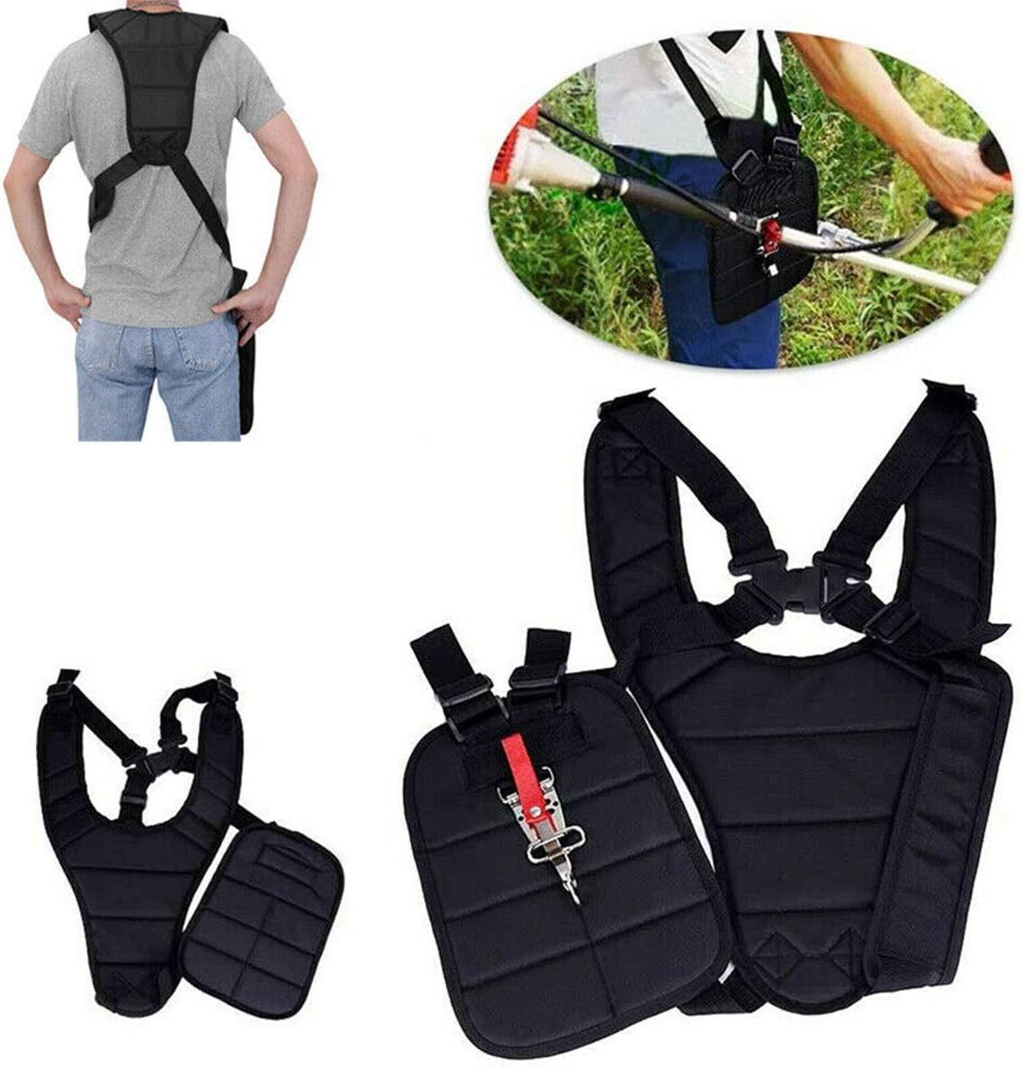 Dunhil Black Comfort Padded Belt Double Shoulder Strap, Trimmer Shoulder Strap for Trimmers Brushcutters Strimmer Harness, Garden Brush Cutter Lawn Mower Nylon Belt fit for Brush Cutter Trimmer Kit: Garden & Outdoor