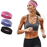 XNXA Athletic Sweat Headbands for Women, Moisture Wicking Sweatbands, Non-Slip Elastic Sports Hair Bands for Running, Workout, Yoga, Basketball, Tennis, Exercise