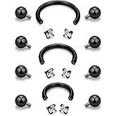 Oufksiyy 16g Septum Rings Internally Threaded Surgical Steel Septum Jewelry Lip Rings Hoop Labret Jewelry Horseshoe Earrings Daith Piercing Jewelry for Women Men 6mm 8mm 10mm 12mm Silver Gold Black