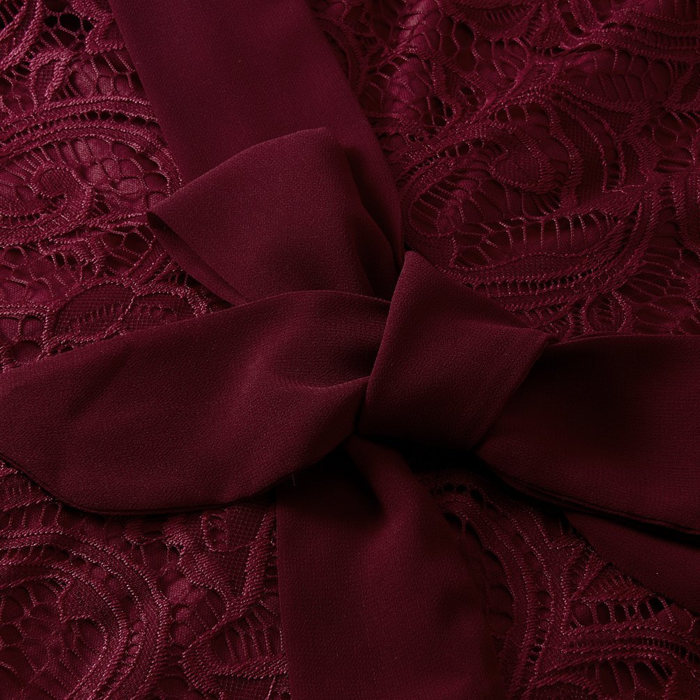 RAISEVERN Vestiti Donna Eleganti Sera Scollo a V Pizzo Abiti da Cerimonia Swing Abito Cocktail L