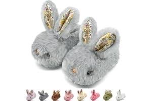 Duovodu Toddler Slippers Girls Boys Kids Bunny House Slipper Winter Cute Rabbit Slippers Warm Soft Plush Fuzzy Slippers Indoor Non-Slip Animal Cartoon Slippers