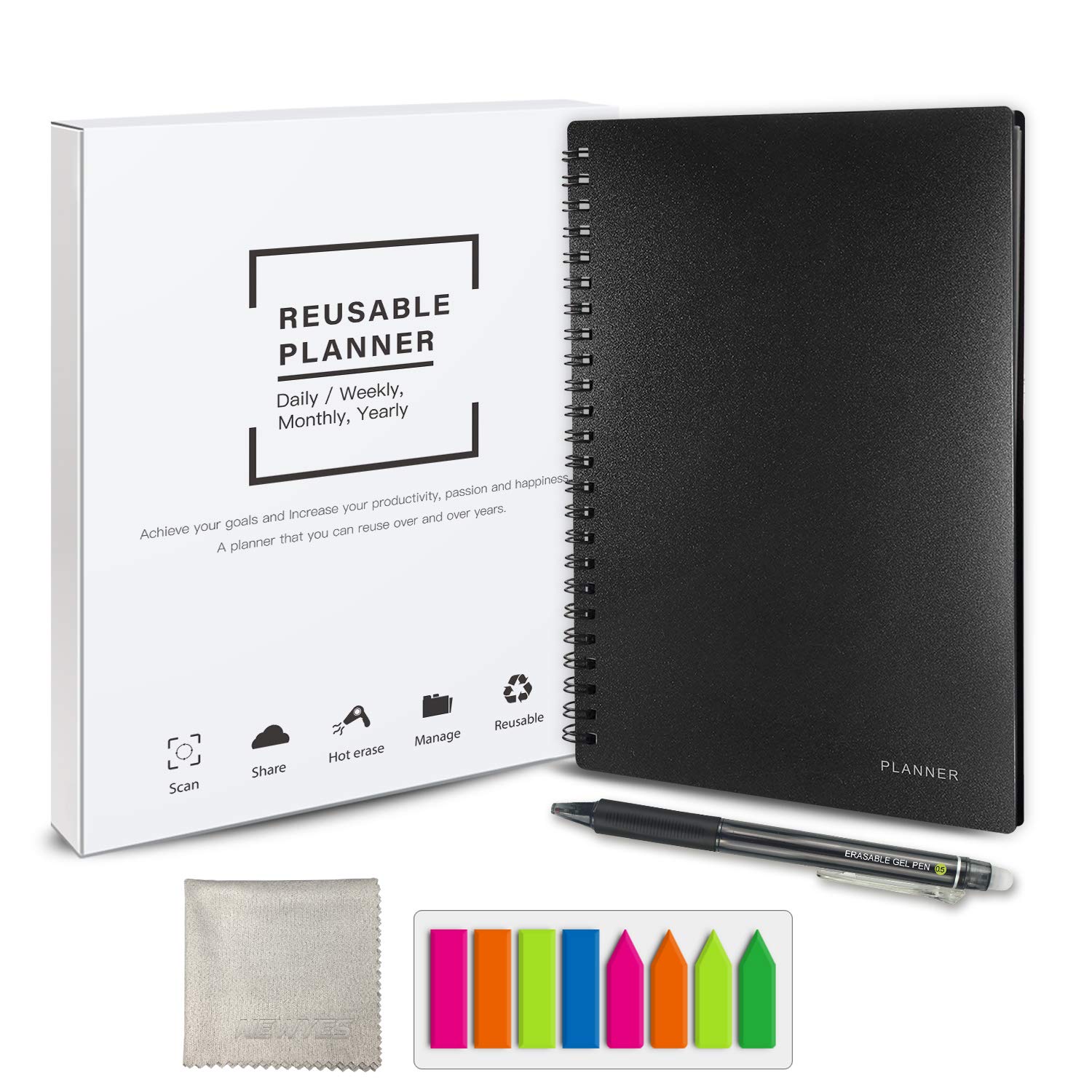 Reusable Planner Notebook, Personal Organizer A5 Smart Notebook