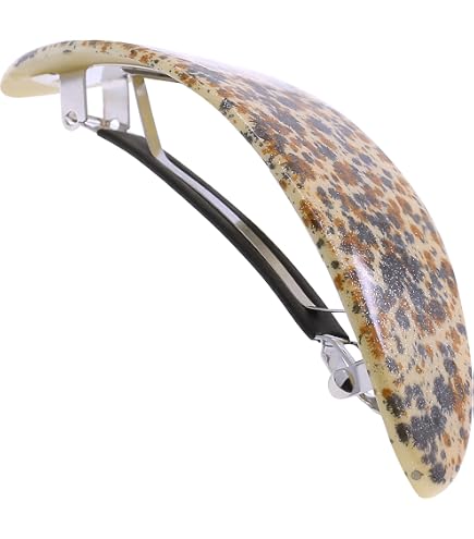 Large Handmade Amber Brown Celluloid Hair Clip Barrette Strong Grip Adult Amazon.com : French Amie Curved Amber Brown Large Handmade  main image 3